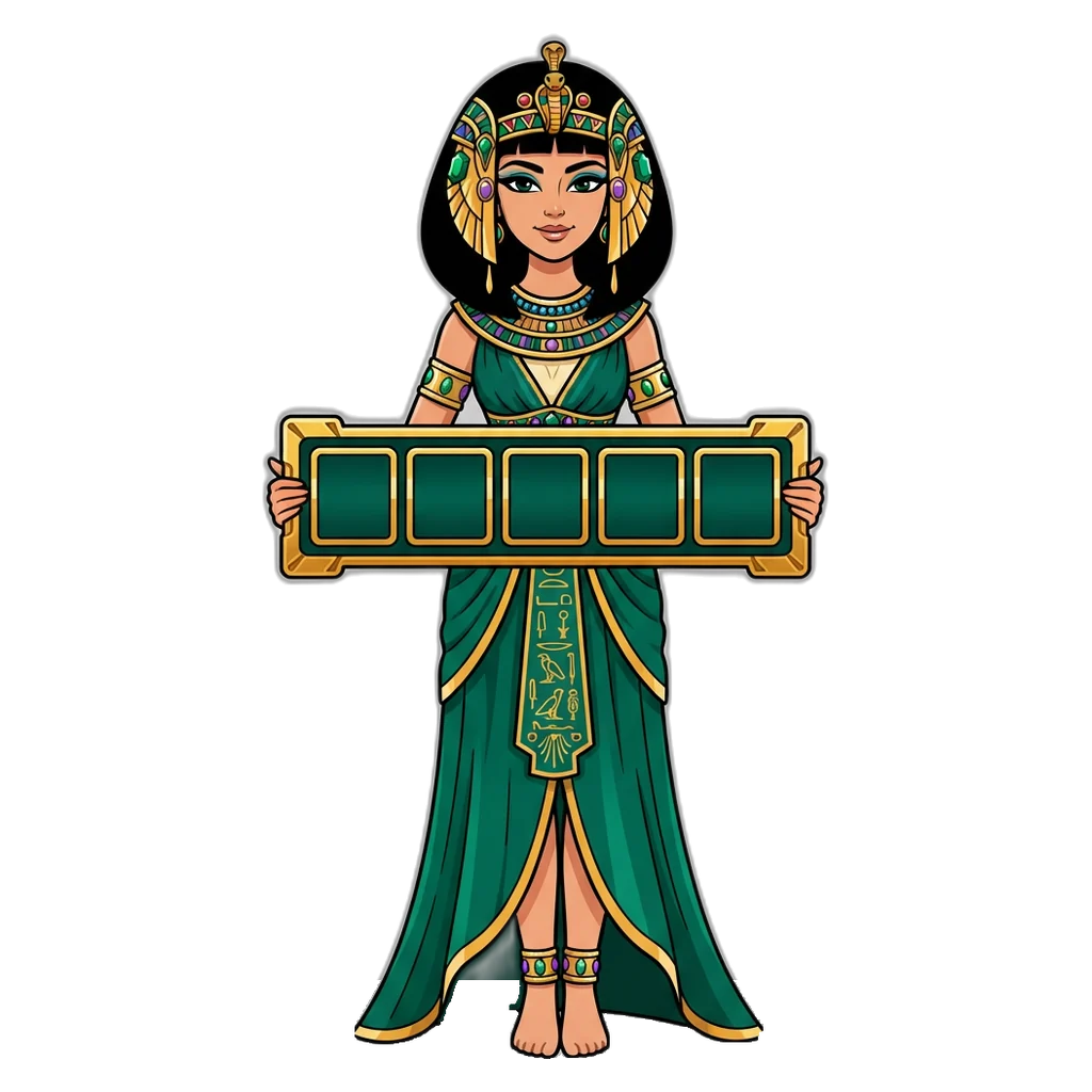 Desert queen mascot holding a five-digit board with positions A to E for the 5D draw