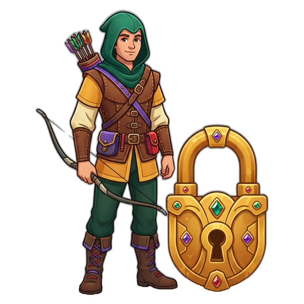 Archer mascot guarding a padlock after too many wrong password attempts